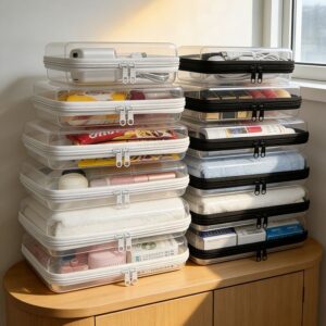 Stacked Travel Storage Organizer Trays